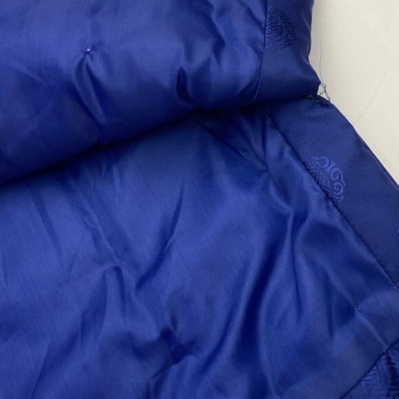 Vintage Blue Kimono Brocade Oriental Puffer Coat Smoking Jacket XL Chinese - Picture 13 of 15